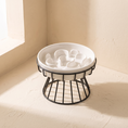 Ladda bilden i Galleri Viewer, Lumière Slow Feeder Bowl, white ceramic bowl in a black metal stand