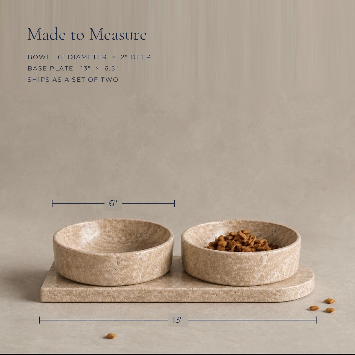 Travertine Pet Bowl Set