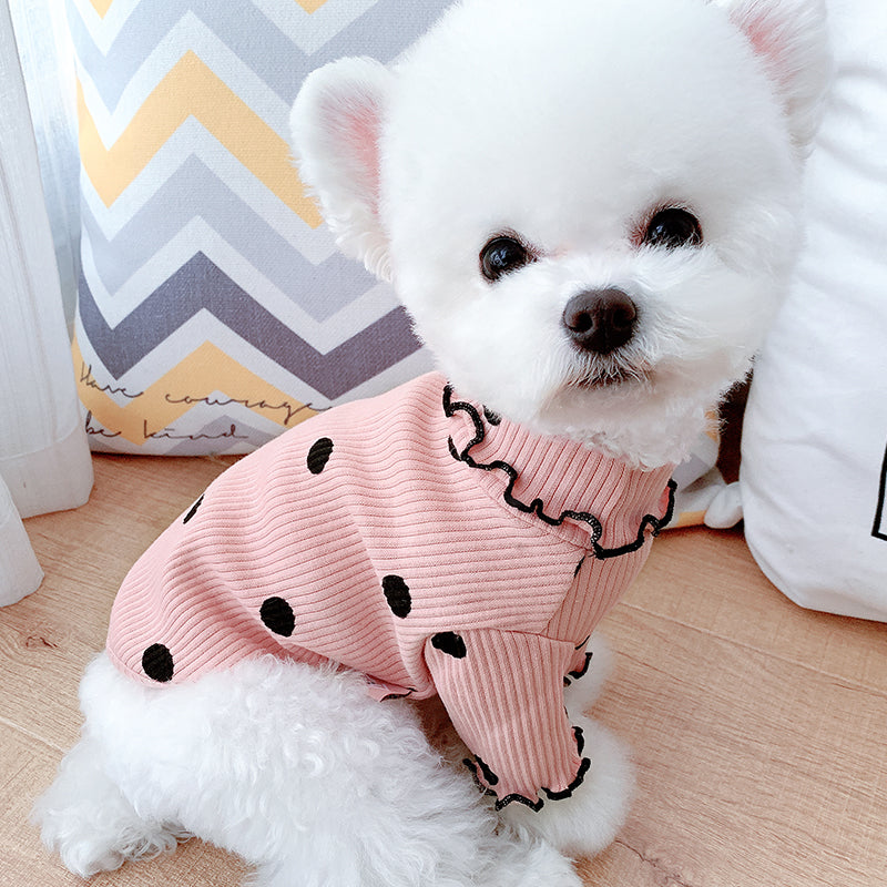 Polka Dot Turtleneck Dog Shirt - Stylish Canine Fashion for All Seasons