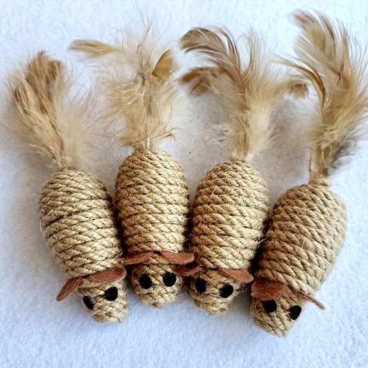 4pcs Sisal Mouse Cat Toys