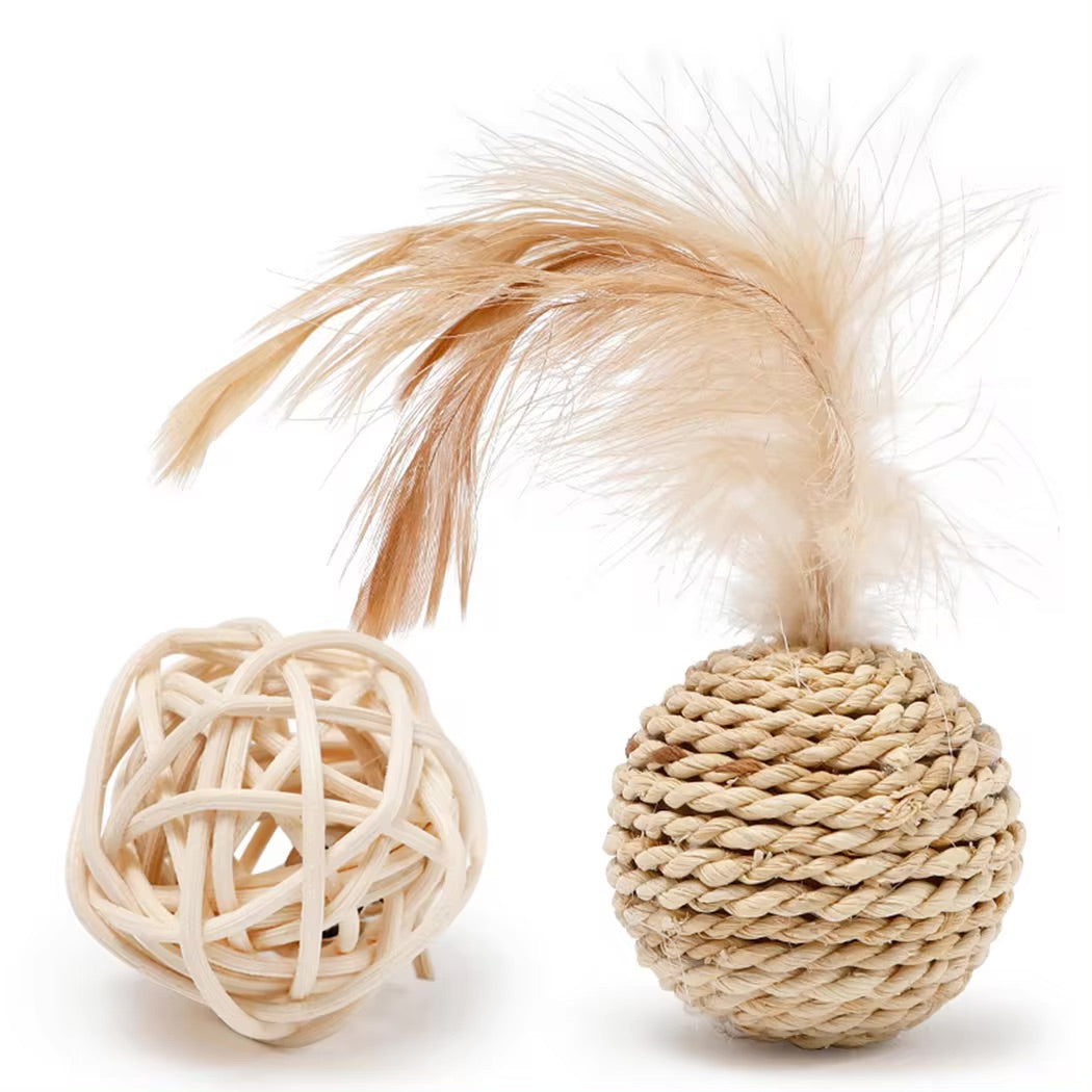 Purrfect Play- Cat Rattan Ball Toys