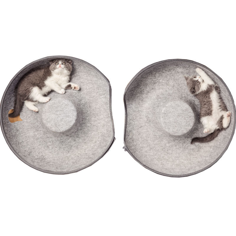 Donut Cat Bed & Tunnel: Interactive Dual-Use Toy for Indoor Cats