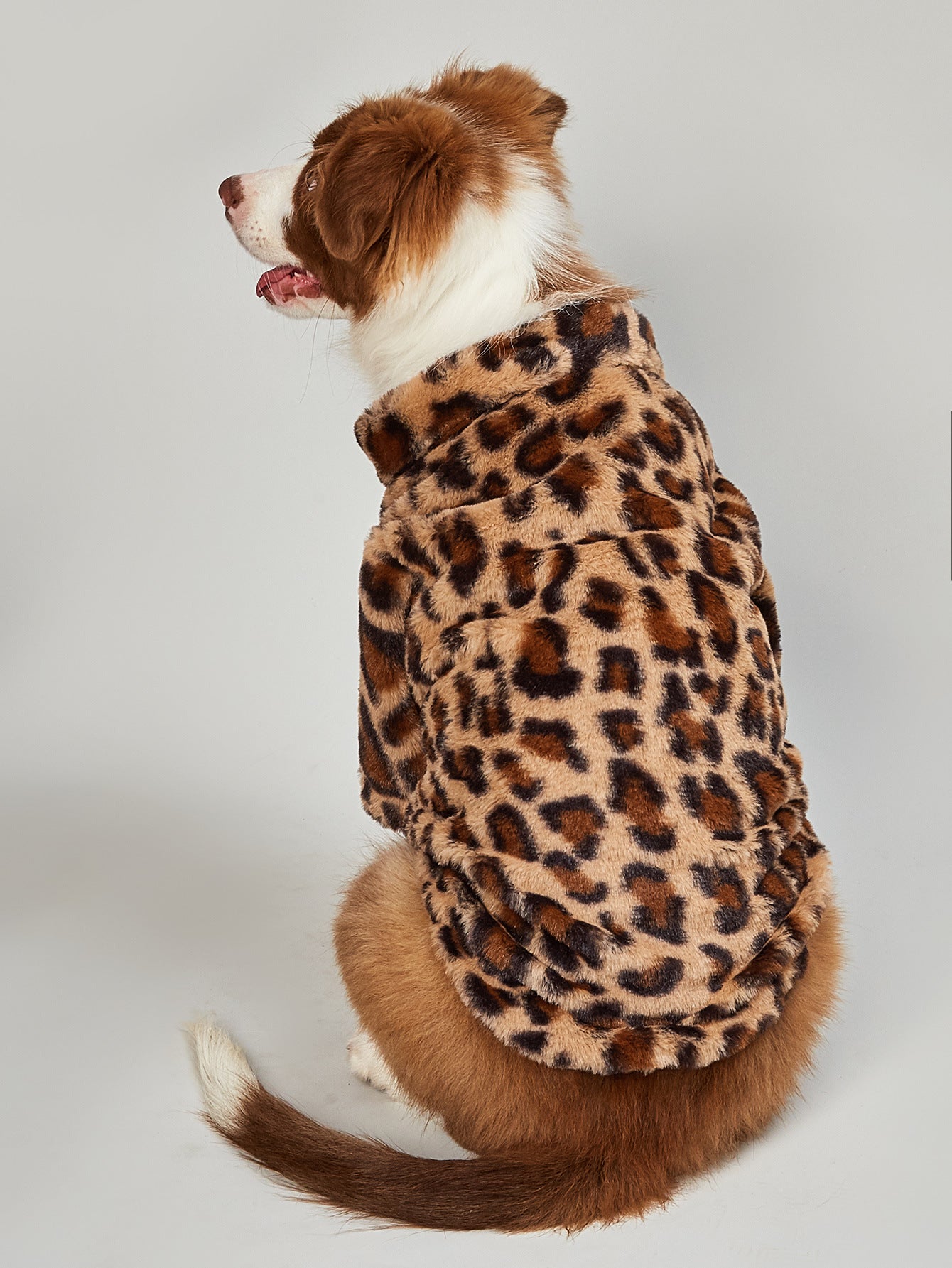 Warm Leopard Print Dog Clothes Jacket Stylish and Cozy Pet