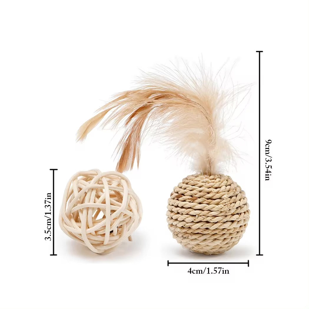 Purrfect Play- Cat Rattan Ball Toys