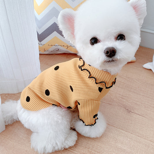 Polka Dot Turtleneck Dog Shirt - Stylish Canine Fashion for All Seasons