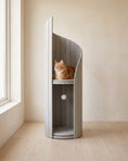 Load image into Gallery viewer, ARCHE in Gray by a window in a neutral room, with a ginger cat resting on the upper perch
