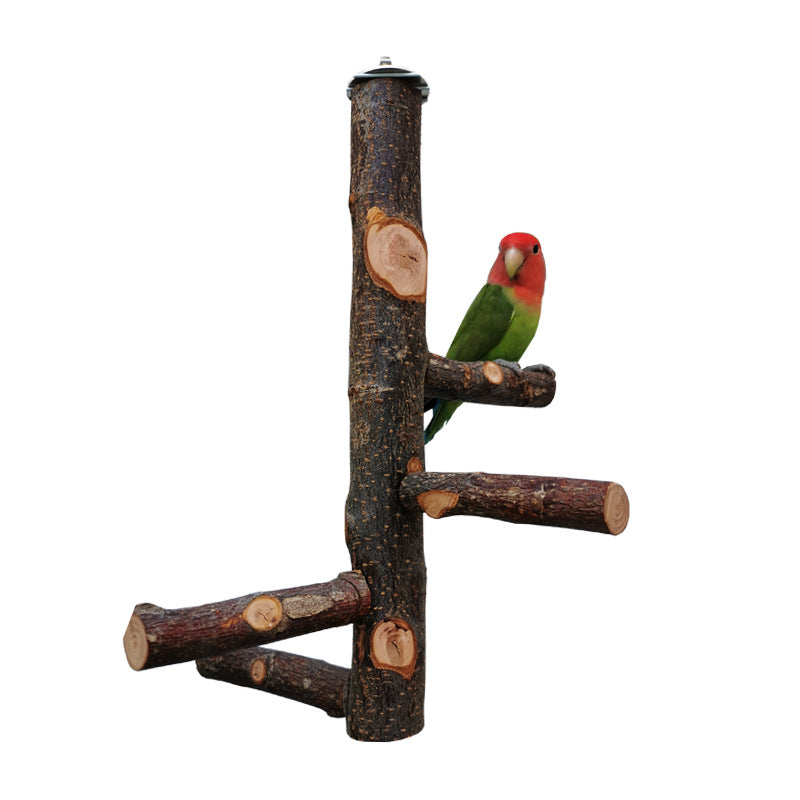 Applewood Bird Stand Toy: Natural Pole for Avian Enrichment