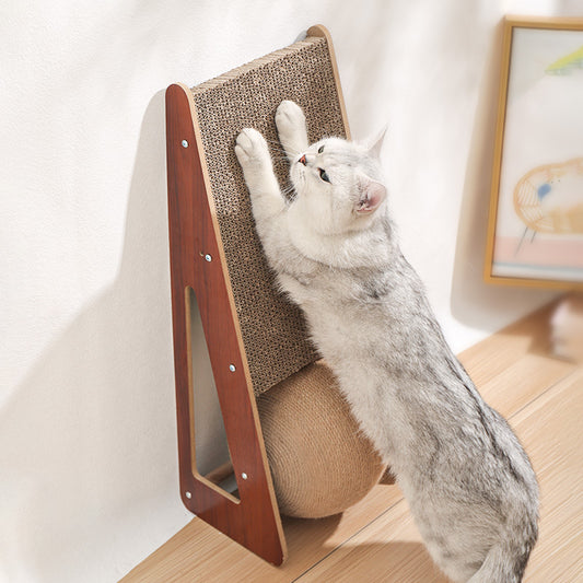 Vertical Cat Scratching Board with Interactive Ball Toy