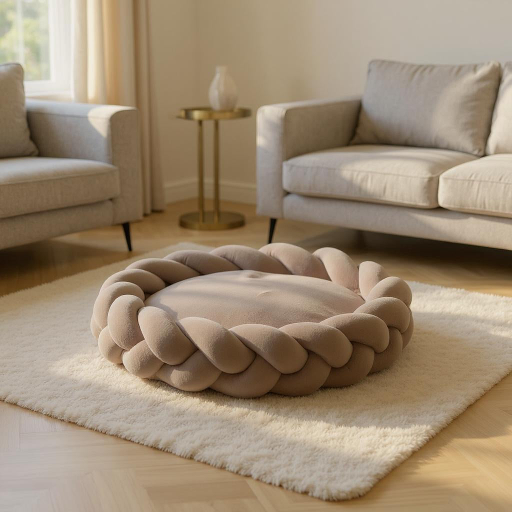 Le Chateau Canin luxury pet bed in beige linen