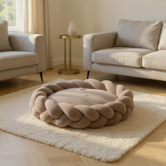 Le Chateau Canin luxury pet bed in beige linen