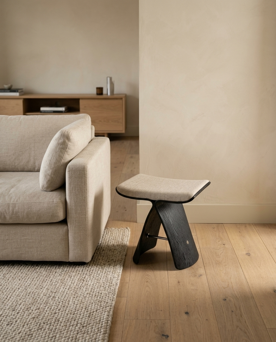 Sora perch shown beside a sofa in a living room