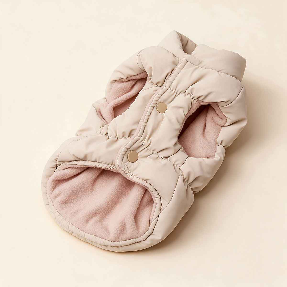 Chamonix Quilted Coat in cream shown at a three-quarter angle on a warm cream background