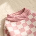 Load image into Gallery viewer, Close view of the Courchevel Check Sweater ribbed collar and check knit
