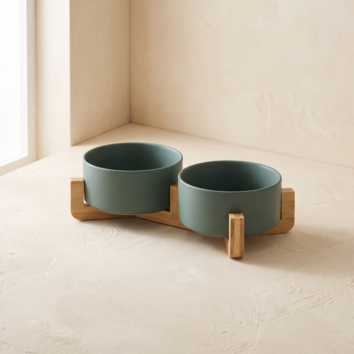 Coppia Bowl Set in Green on a cream ground