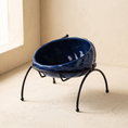 Load image into Gallery viewer, Onda Raised Bowl in Royal Blue on a cream ground

