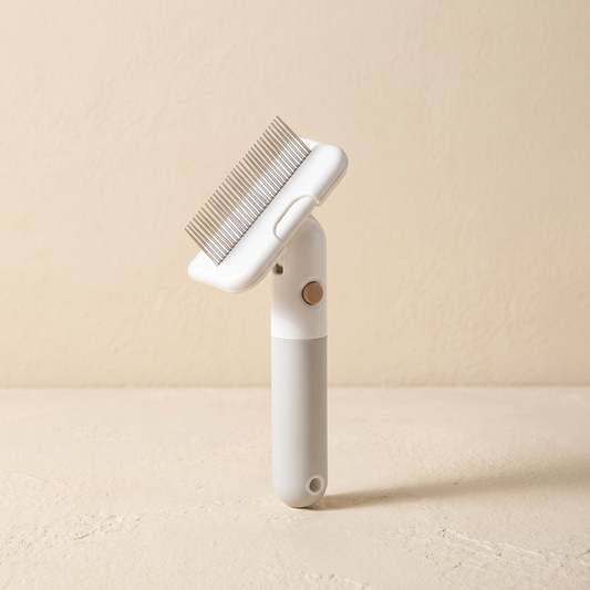 Cinque Grooming Comb, white handle with a fine metal comb head