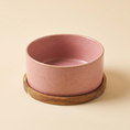Load image into Gallery viewer, Riva Bowl, Single configuration in the Rose reactive glaze on a round solid wood base
