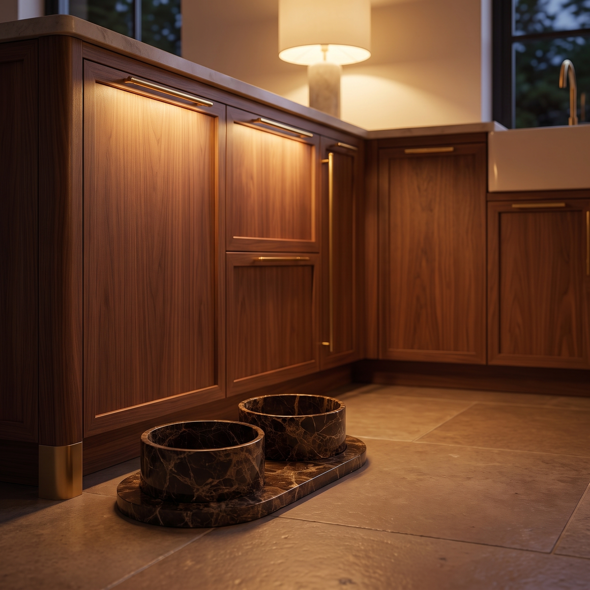 The Castaño set on a kitchen floor in evening light