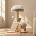 Ladda bilden i Galleri Viewer, A white Persian cat asleep in the bed of The Studio Cat Tree, in a warm living room
