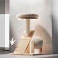 Ladda bilden i Galleri Viewer, The Studio Cat Tree in solid wood with a plush nest, sisal post, sisal scratch pad and sisal rolling ball
